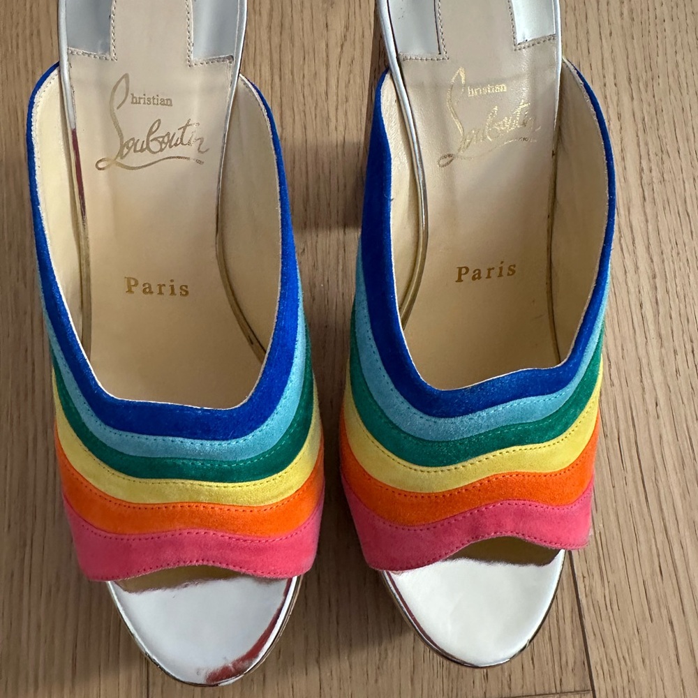 Christian Louboutin Rainbow Peep-Toe Heels